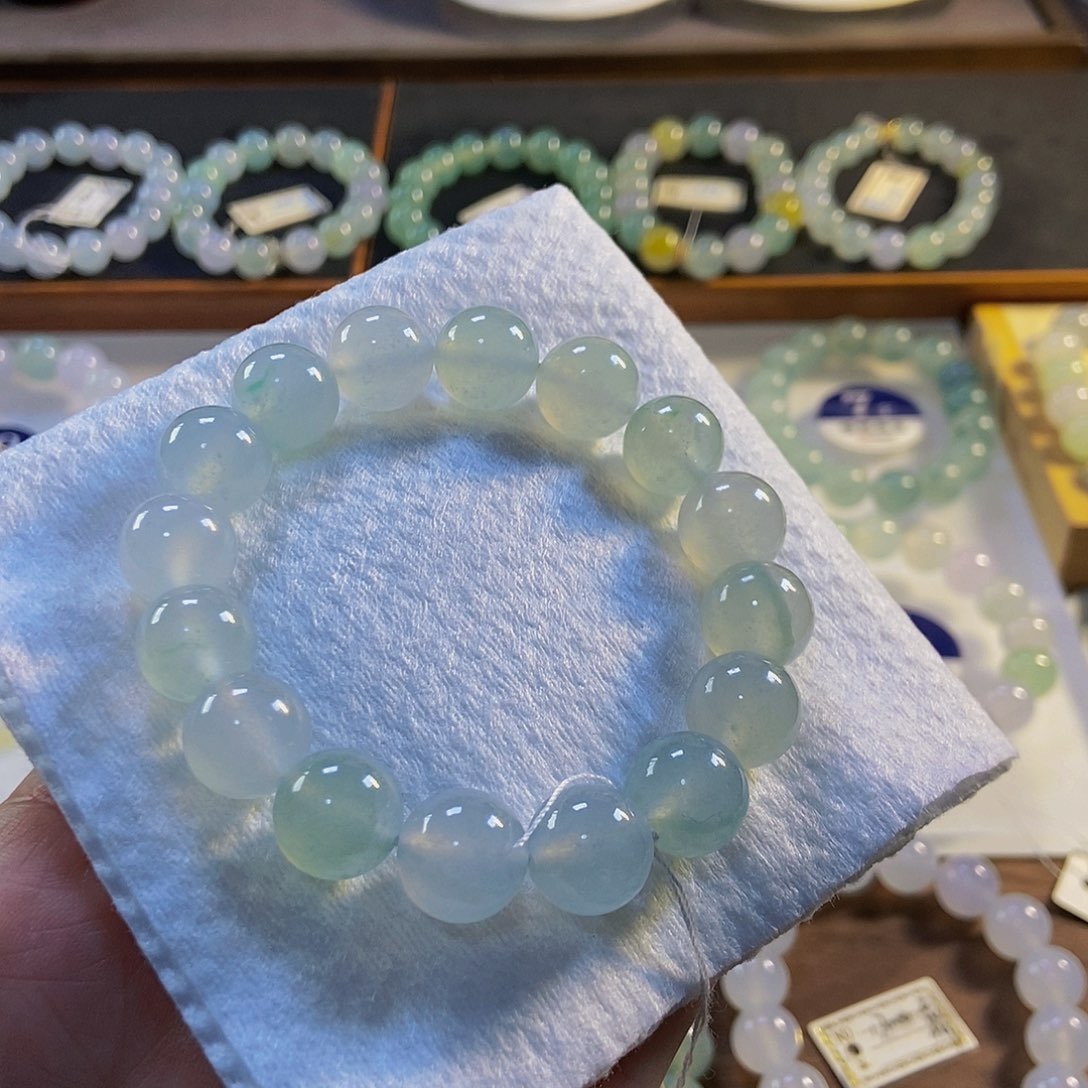 定制翡翠未镶嵌翡翠手串卡12.7