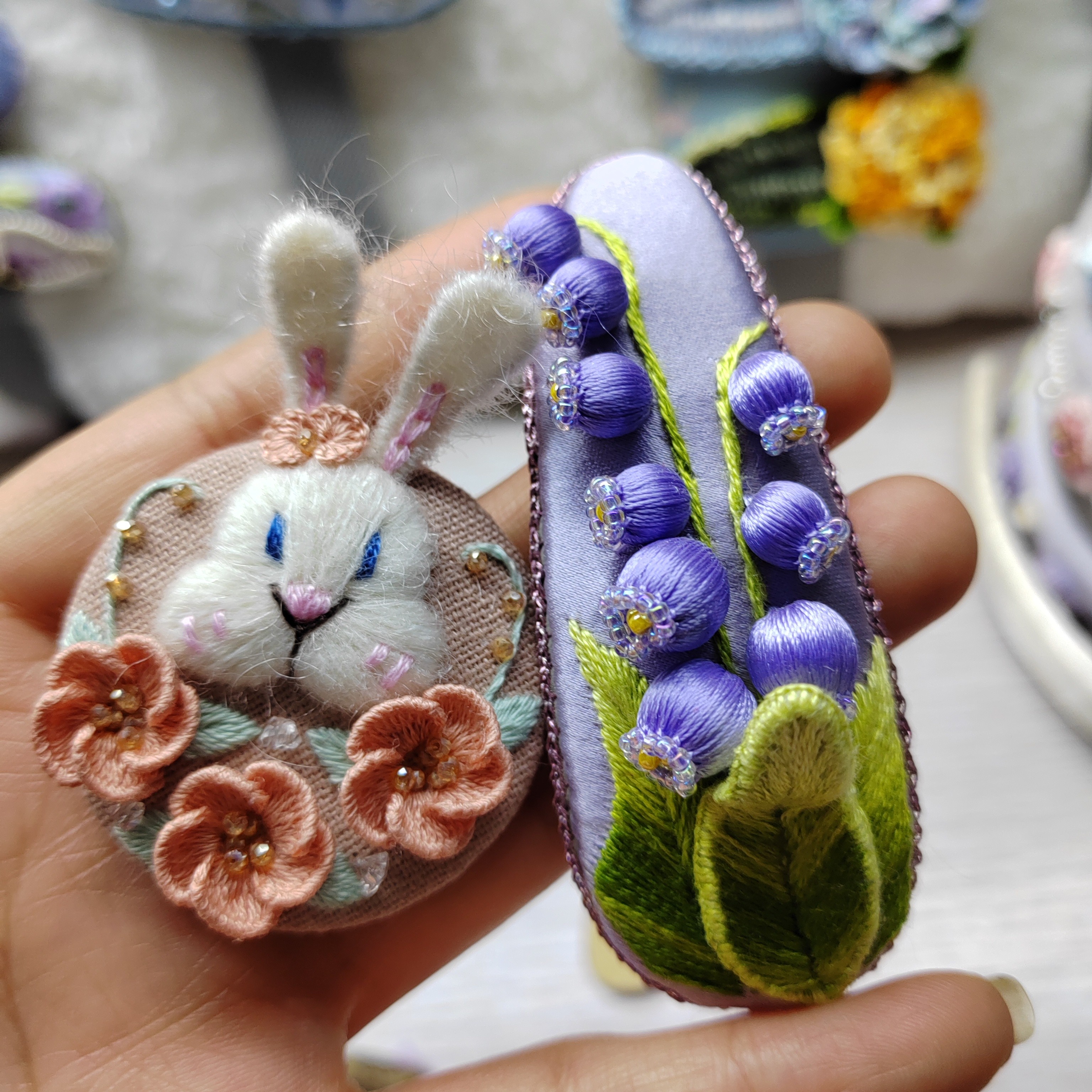 手工钩织刺绣发夹森系胸针