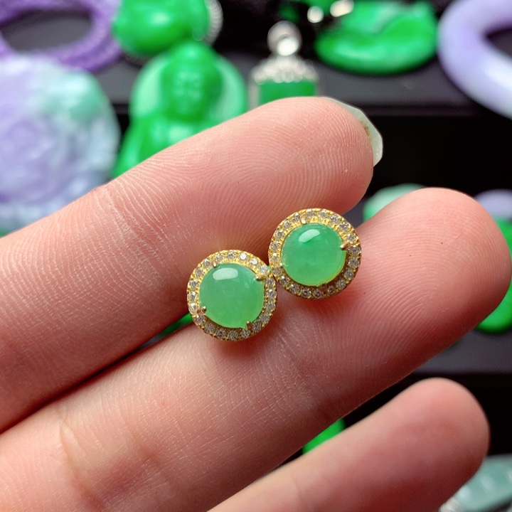 翡翠未镶嵌耳饰耳饰