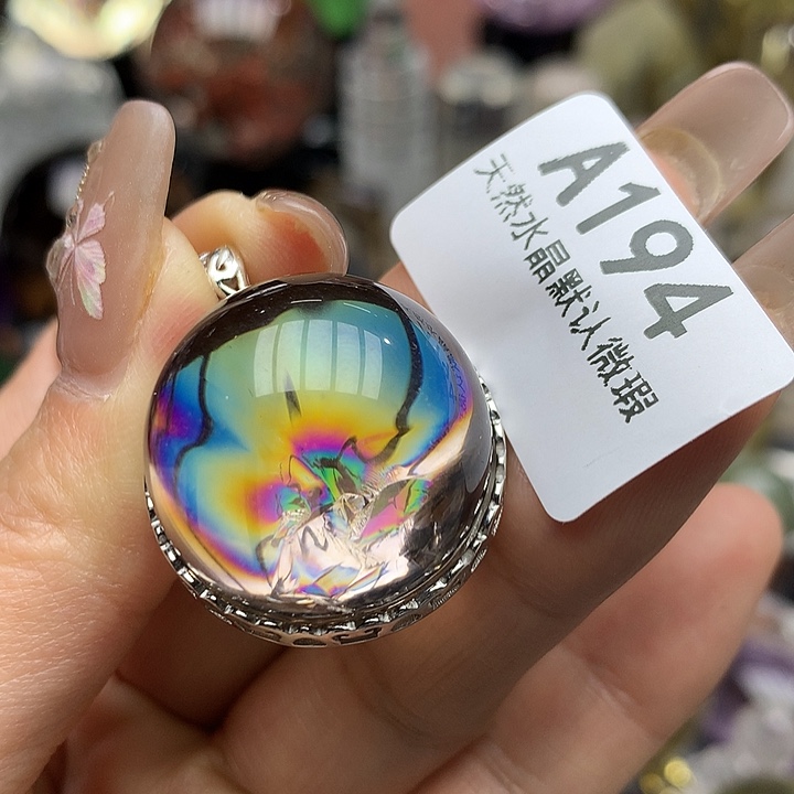 水晶吊坠银S925镶嵌银*水晶