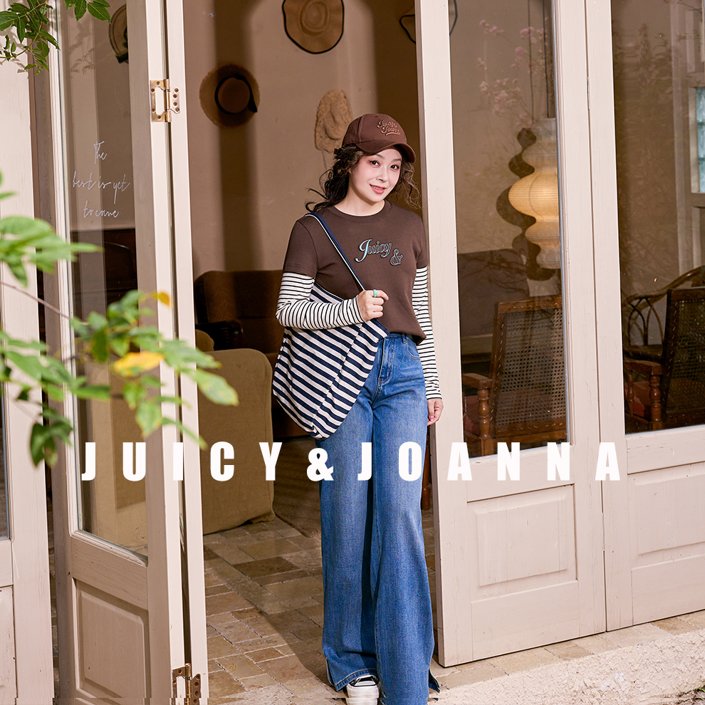 JUICY&JOANNA/橘子樱桃万向弹松弛直筒牛仔裤 