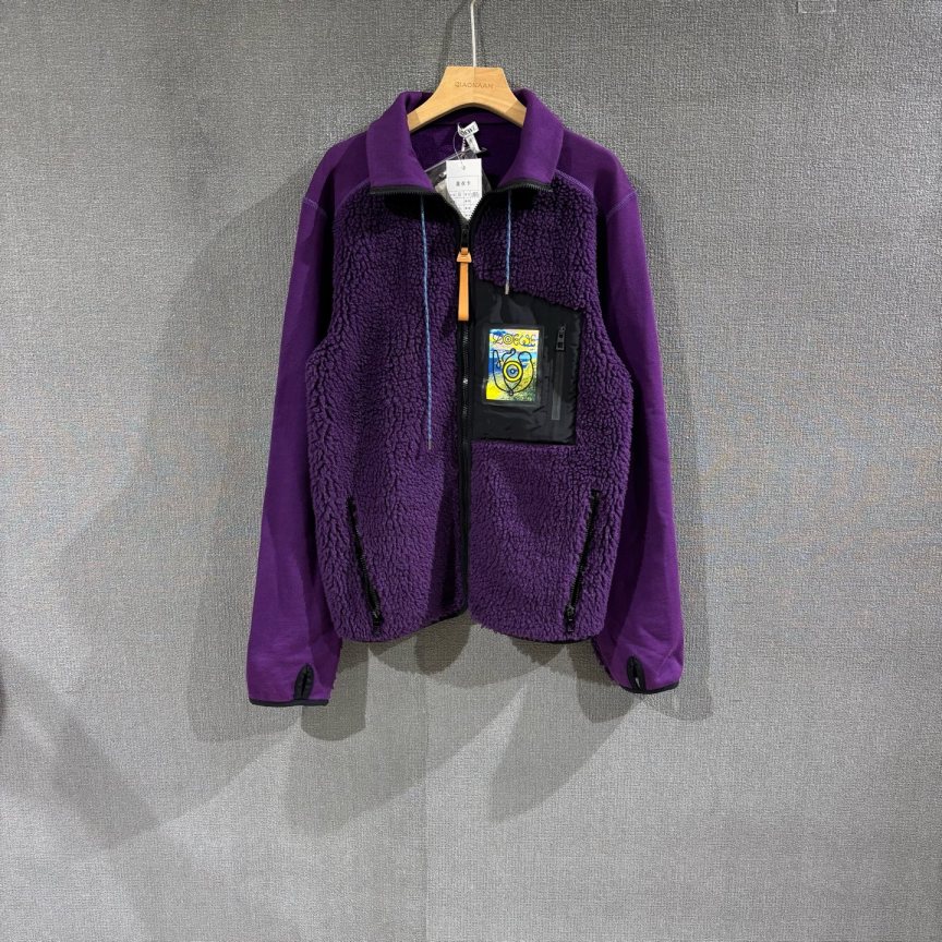 未使用 LOEWE/罗意威 （pm）摇粒绒拼接拉链外套 带吊m码/7379