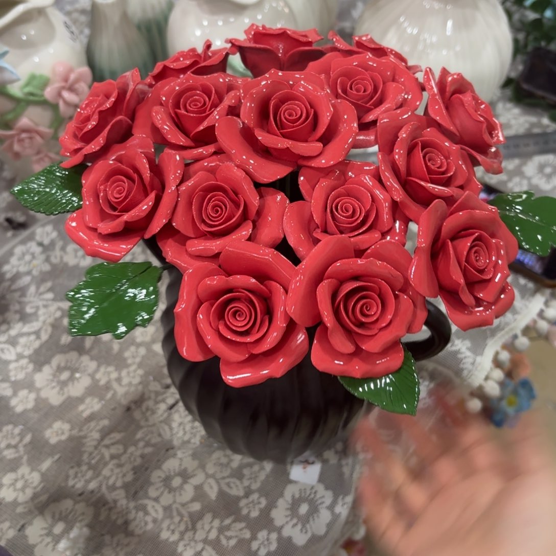 10朵送四片陶瓷叶陶瓷花满20元发货退款的拉黑