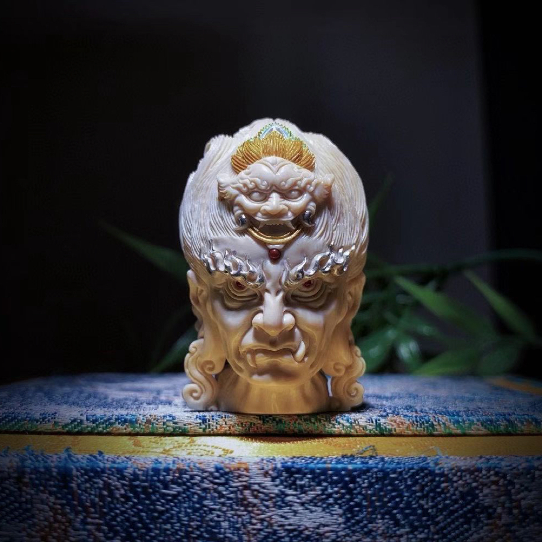 A8888天然猛犸象牙手工定制 不动冥王法相 50x35mm 
