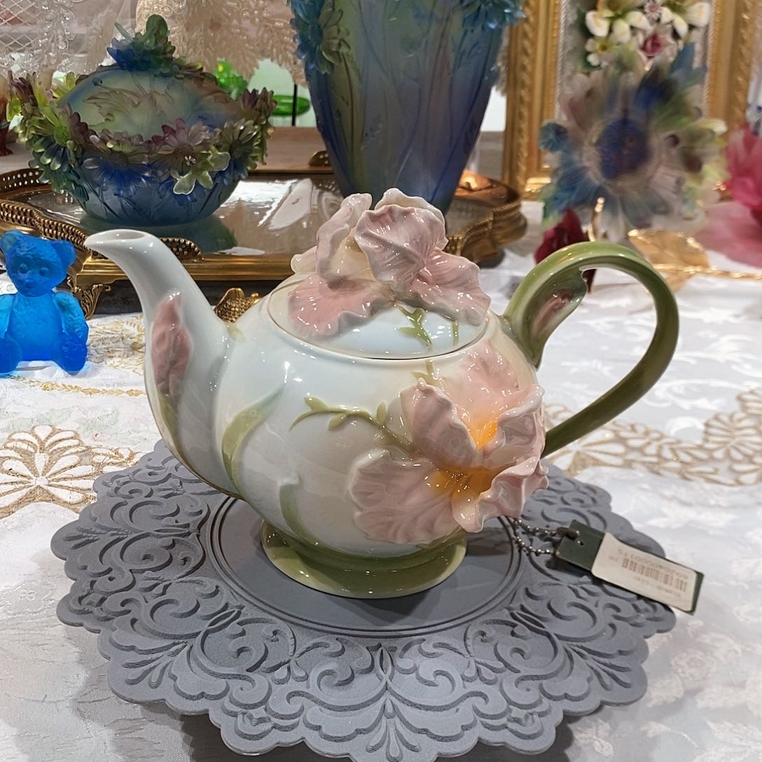 摆件0115高温瓷鸢尾花花壶