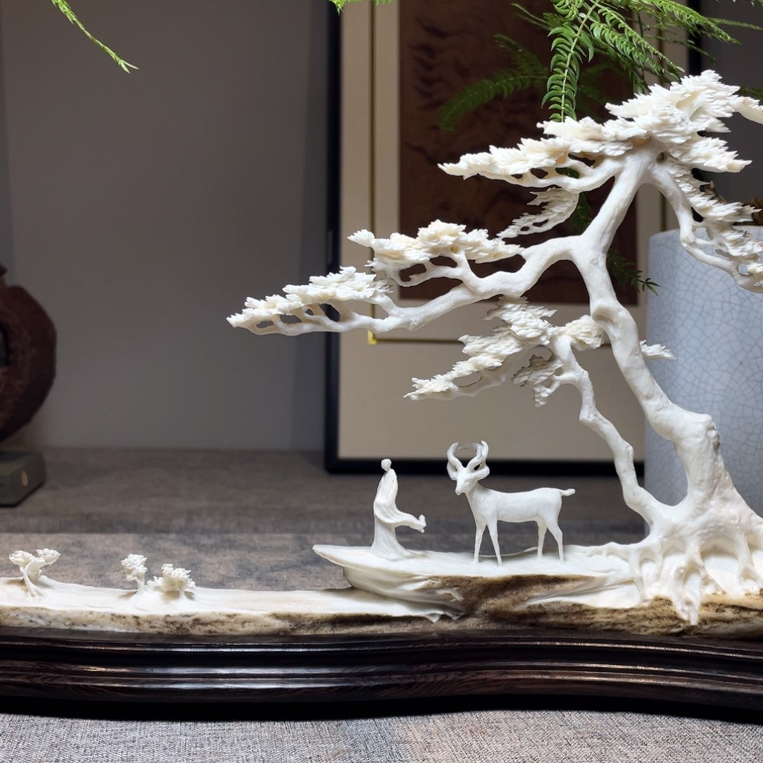 木道*人木雕工艺鹿角摆件