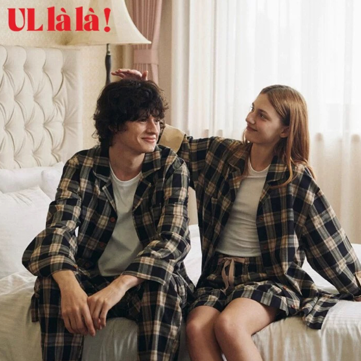 ULLALA 情侣乌拉拉睡衣秋冬家居服套装休闲格子简约套装25229