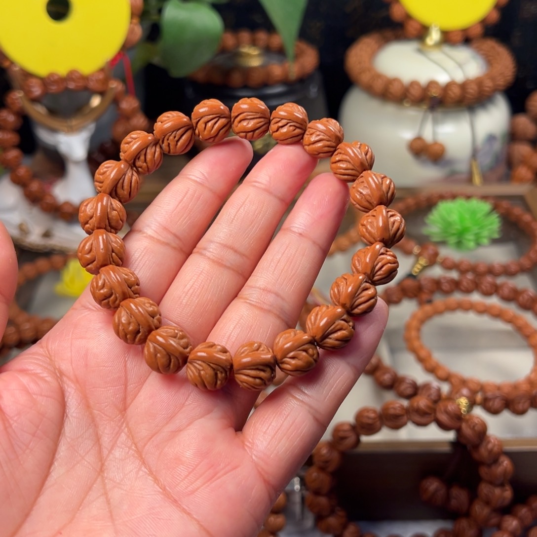 微***起吊坠桃核双脊龙手串12