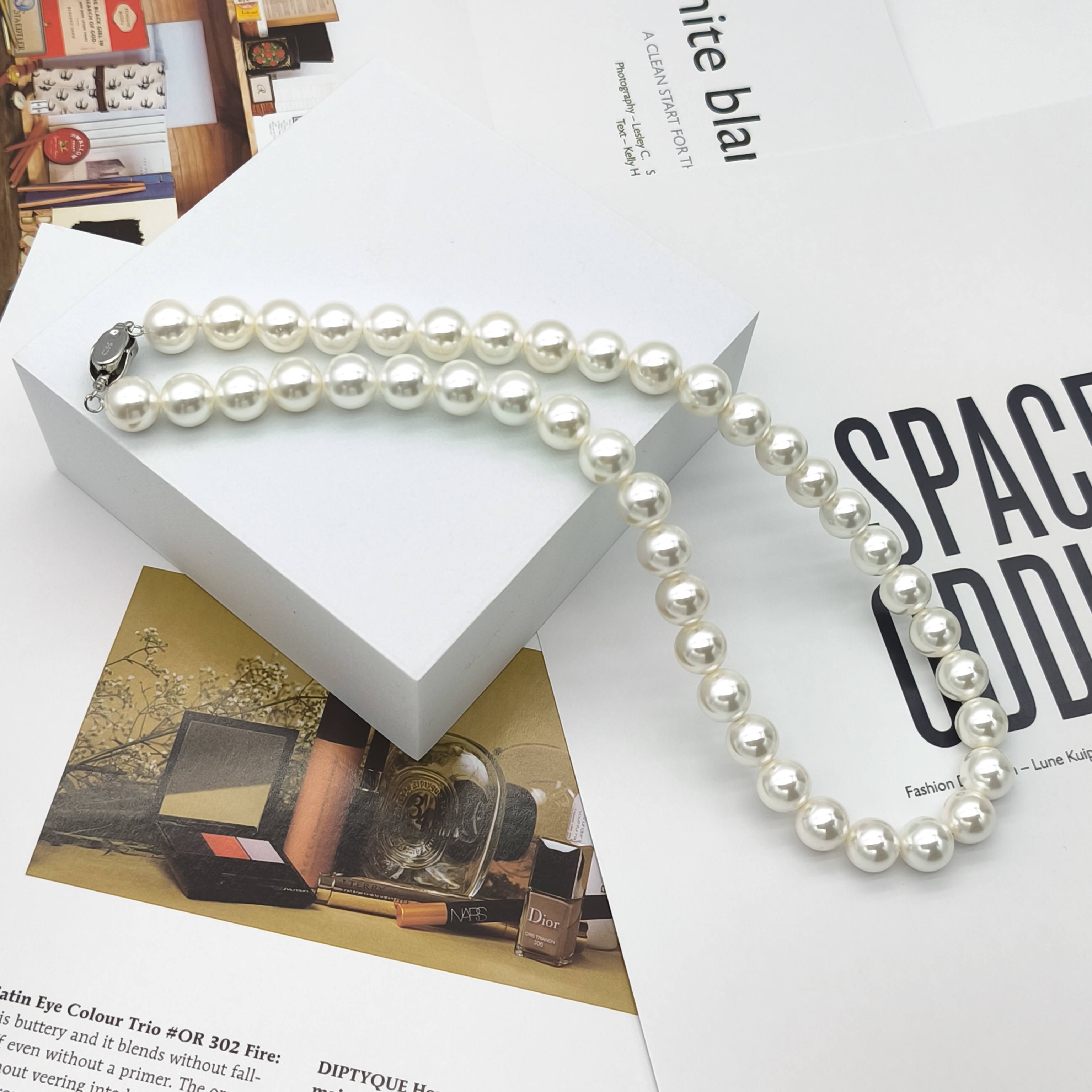 【呦呦】8mm白月光正圆白色项链时尚百搭显气质贝珠