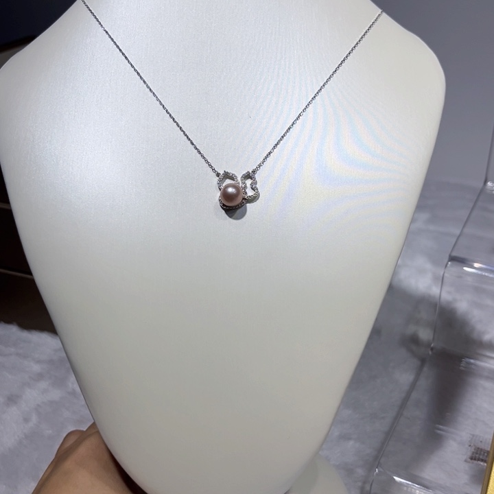 淡水珍珠银S925镶嵌吊坠(赠链)