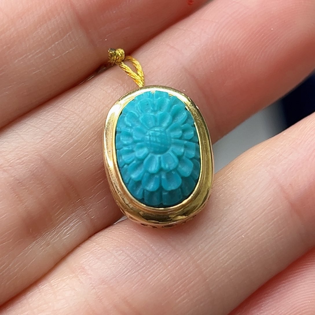 绿松石珠宝奇石18K金镶嵌