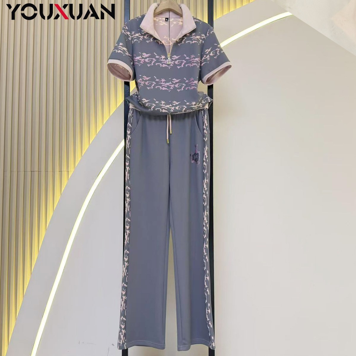 夏季新品女装显瘦百搭韩版时尚休闲洋气短袖运动套装6186