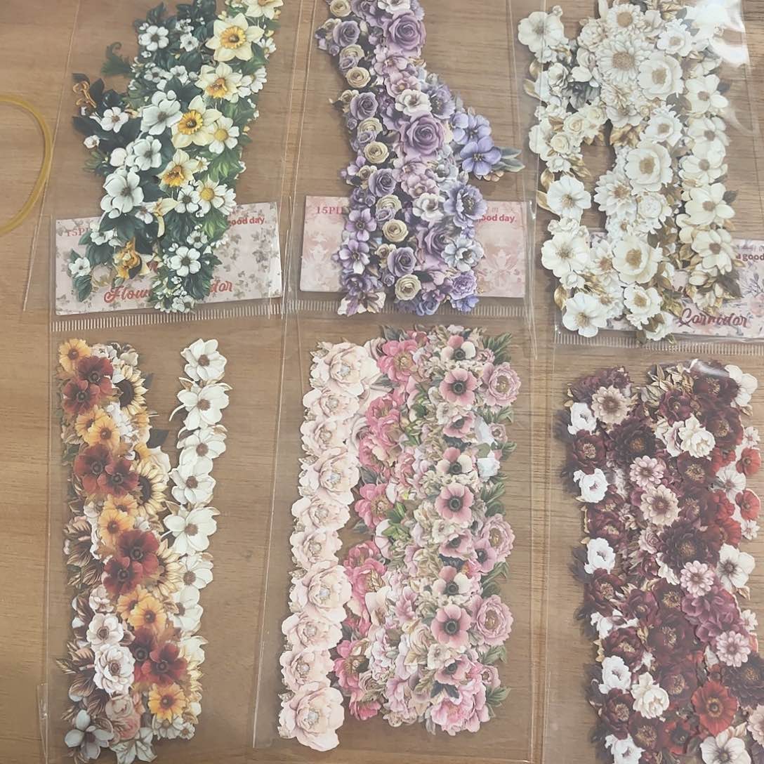流光画廊无白边花朵贴纸包6包不重复