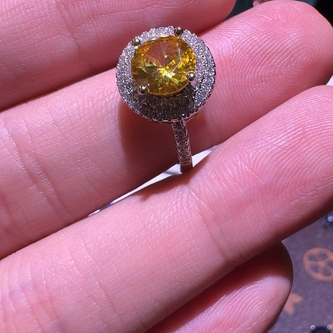 未镶嵌黄晶戒指黄水晶戒指活口