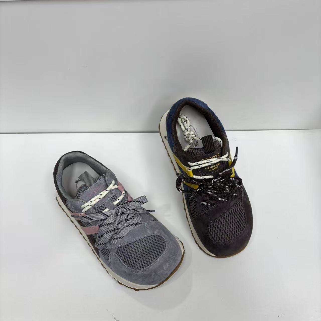 厚底丑萌德训鞋双鞋带拼色休闲运动鞋179-3