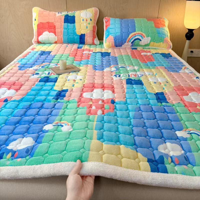 A类冬季牛奶绒床褥床垫加绒床单保暖毛毯软垫床盖宿舍家用床护垫