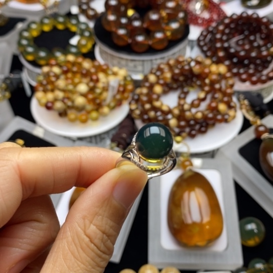 银S925镶嵌琥珀珠宝奇石