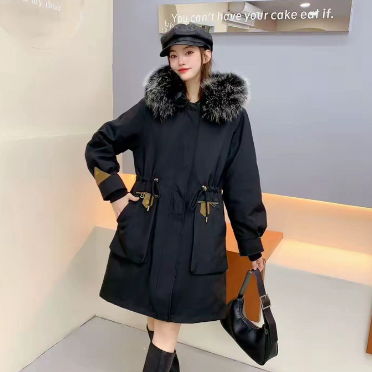 福瑞裘25爆款可拆卸派克服外皮替换中长款外套，不含毛领和内胆