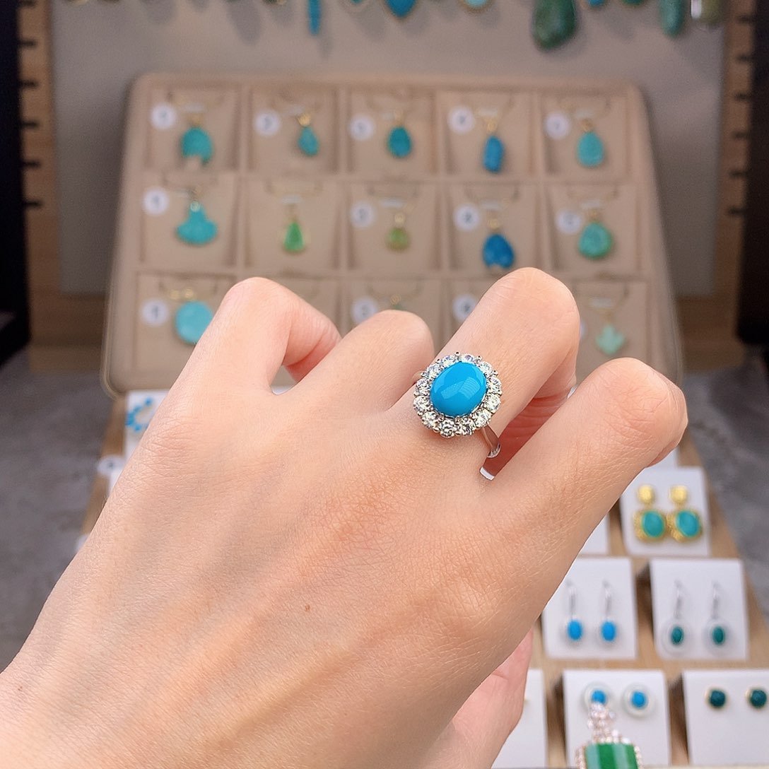 绿松石银S925镶嵌戒指