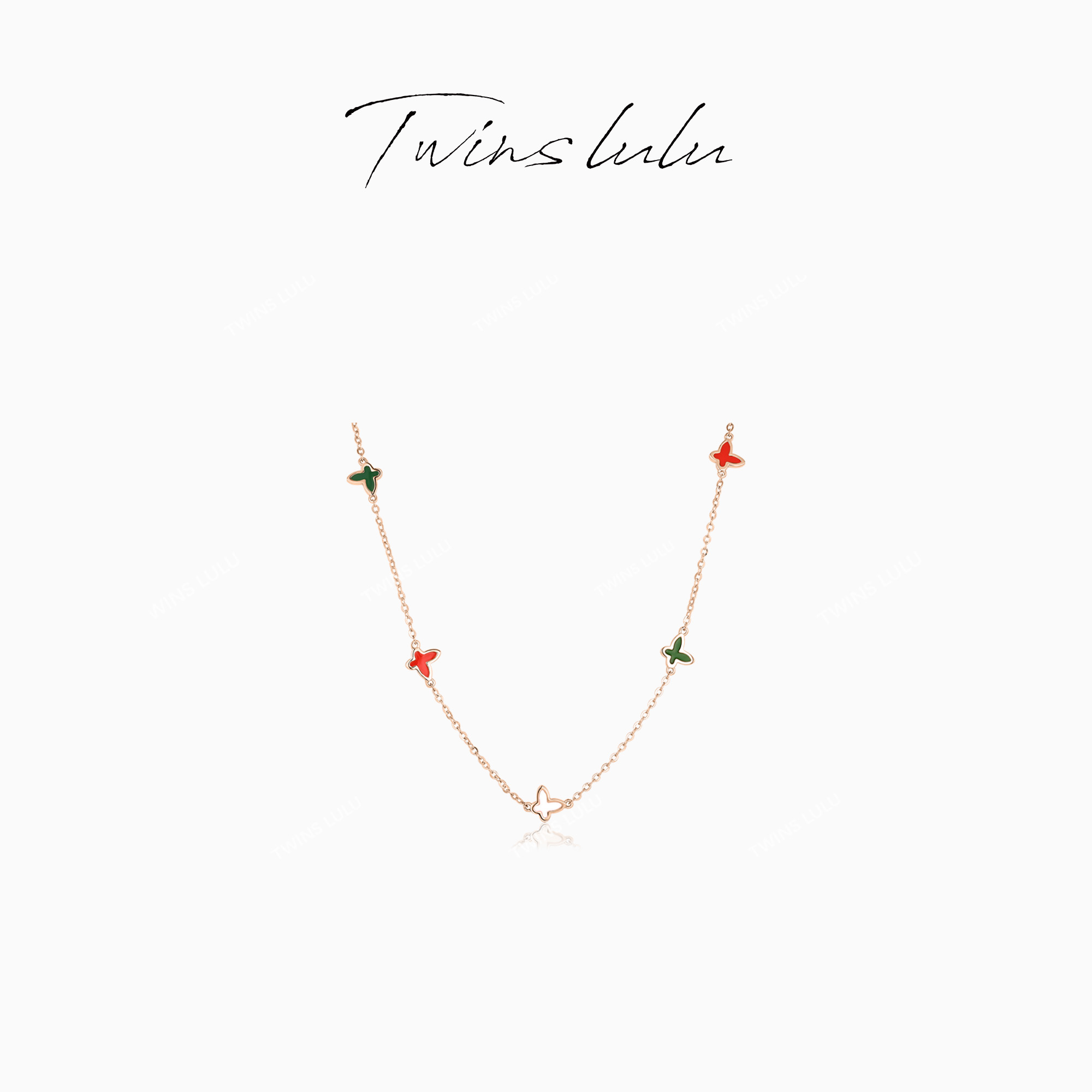 坠链均925银珐琅 TWINS LULU轻奢首饰女款多彩蝴蝶项链TSJ9970