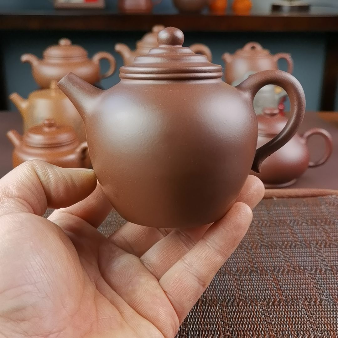 紫砂茶壶龙山紫泥大彬橄榄270CC徐敏