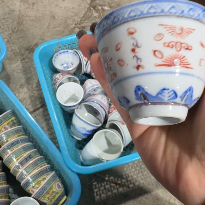 摆件加彩描金二缸杯