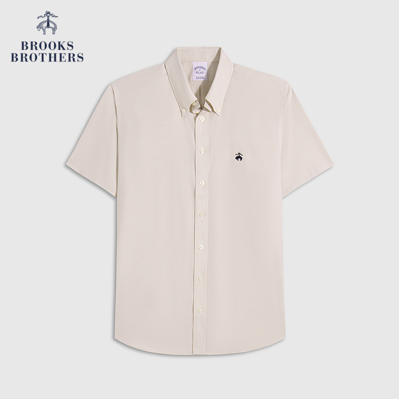 Brooks Brothers/布克兄弟男士25春夏新款牛津纺刺绣logo短袖衬衫