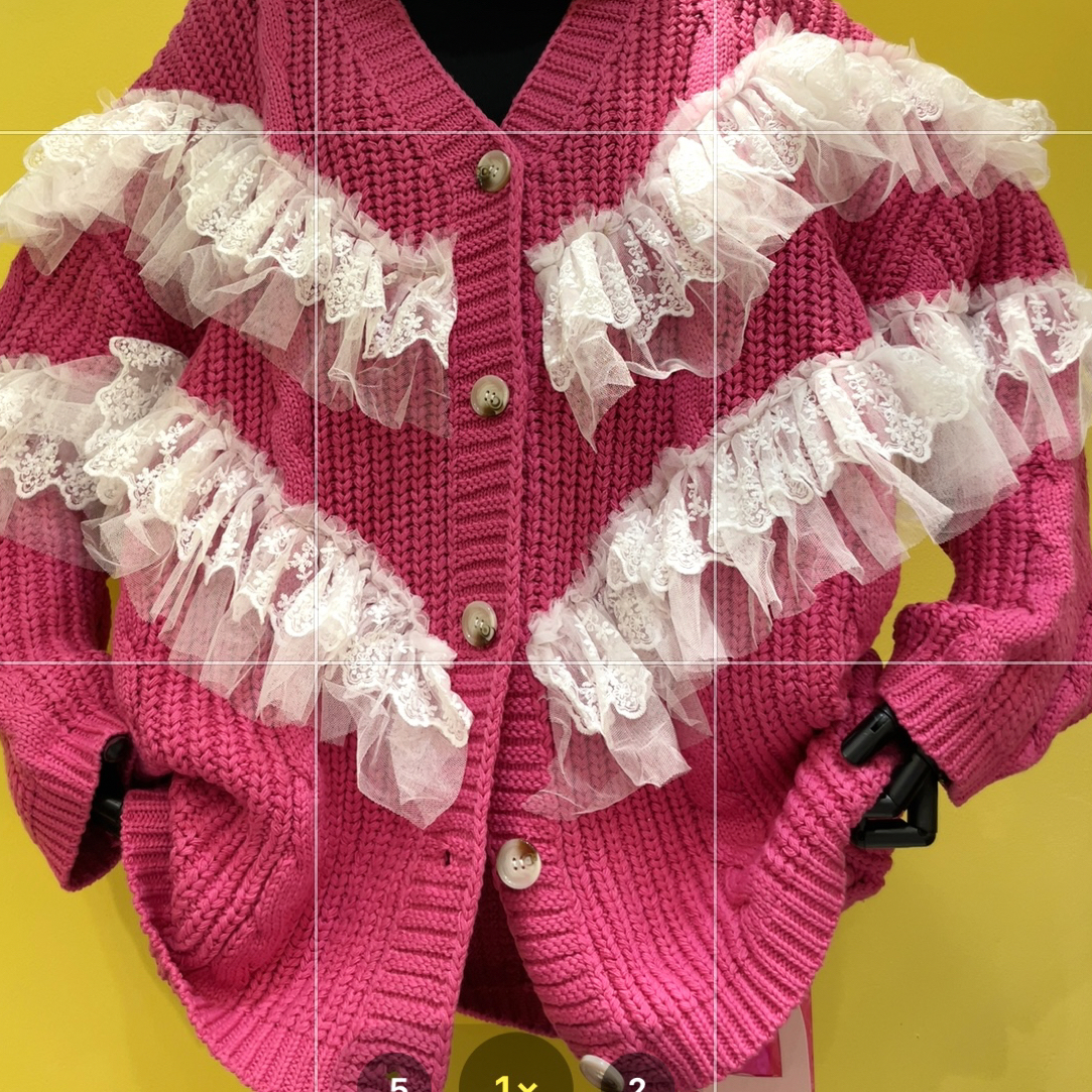 LYY欧货 实拍改2558蕾丝花边宽松大版甜美显瘦针织衫外套