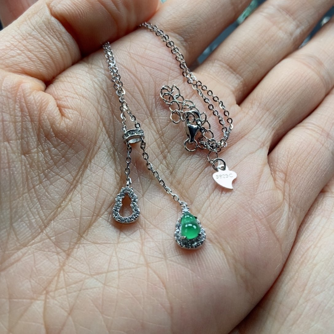 翡翠耳饰银S925镶嵌几****翡翠首饰