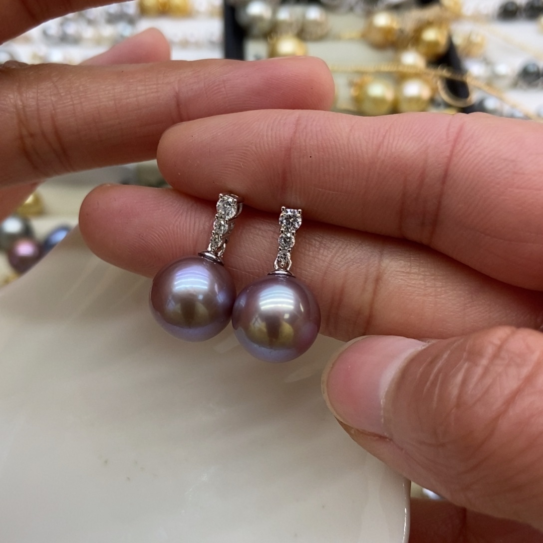 淡水珍珠耳饰银S925镶嵌