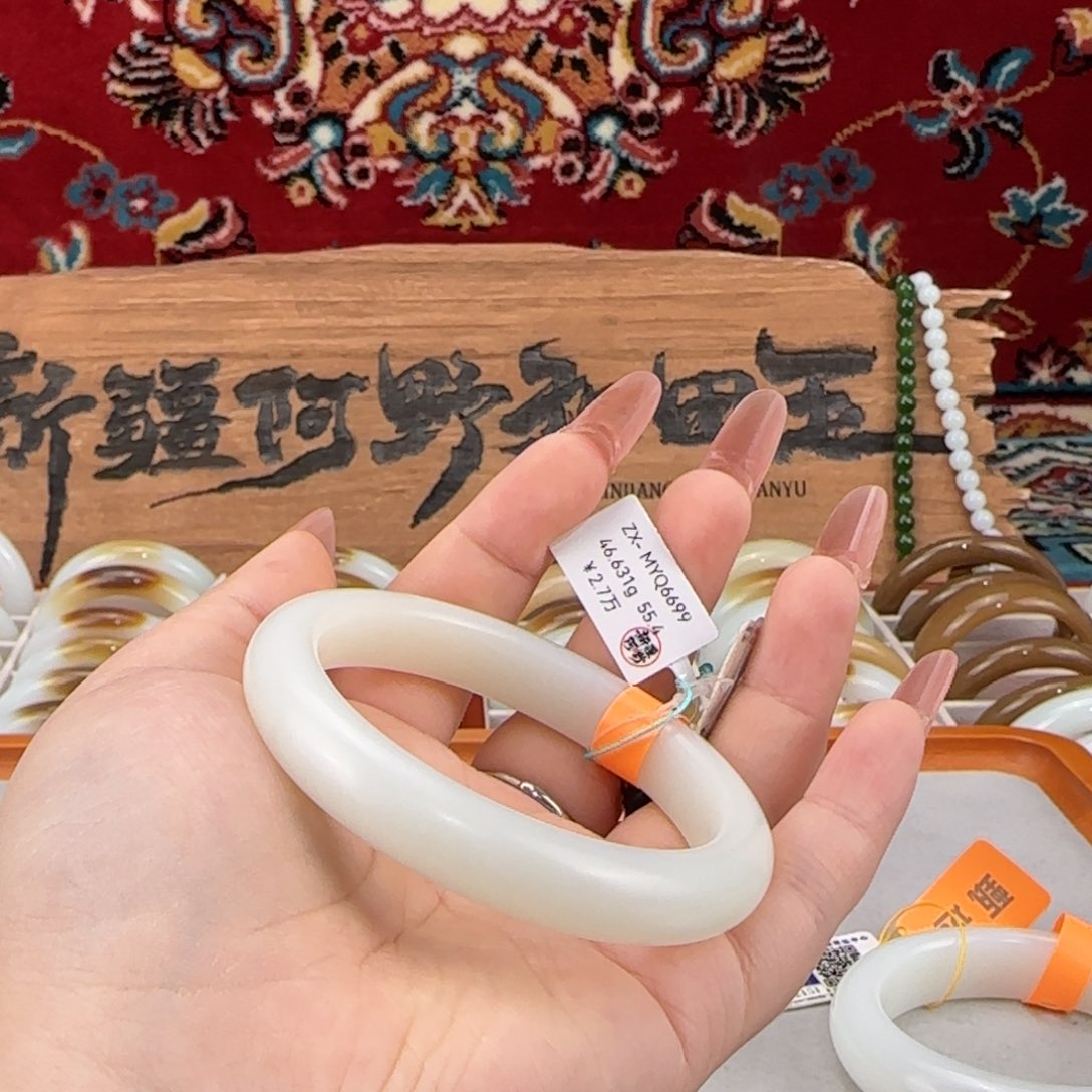 未镶嵌手镯和田玉新疆和田玉羊脂白玉手镯暖白柔光糯条宽11+