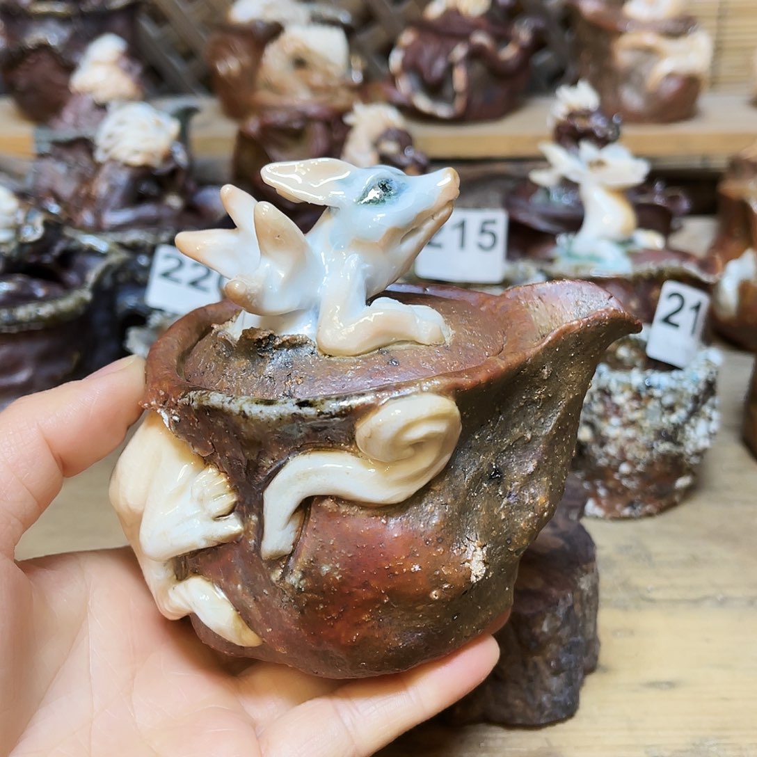 杯柴烧粗陶手捏宝瓶特价