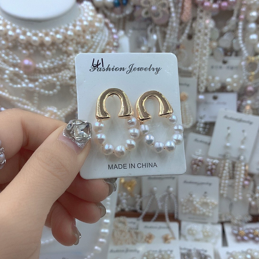 耳饰银S925镶嵌淡水珍珠