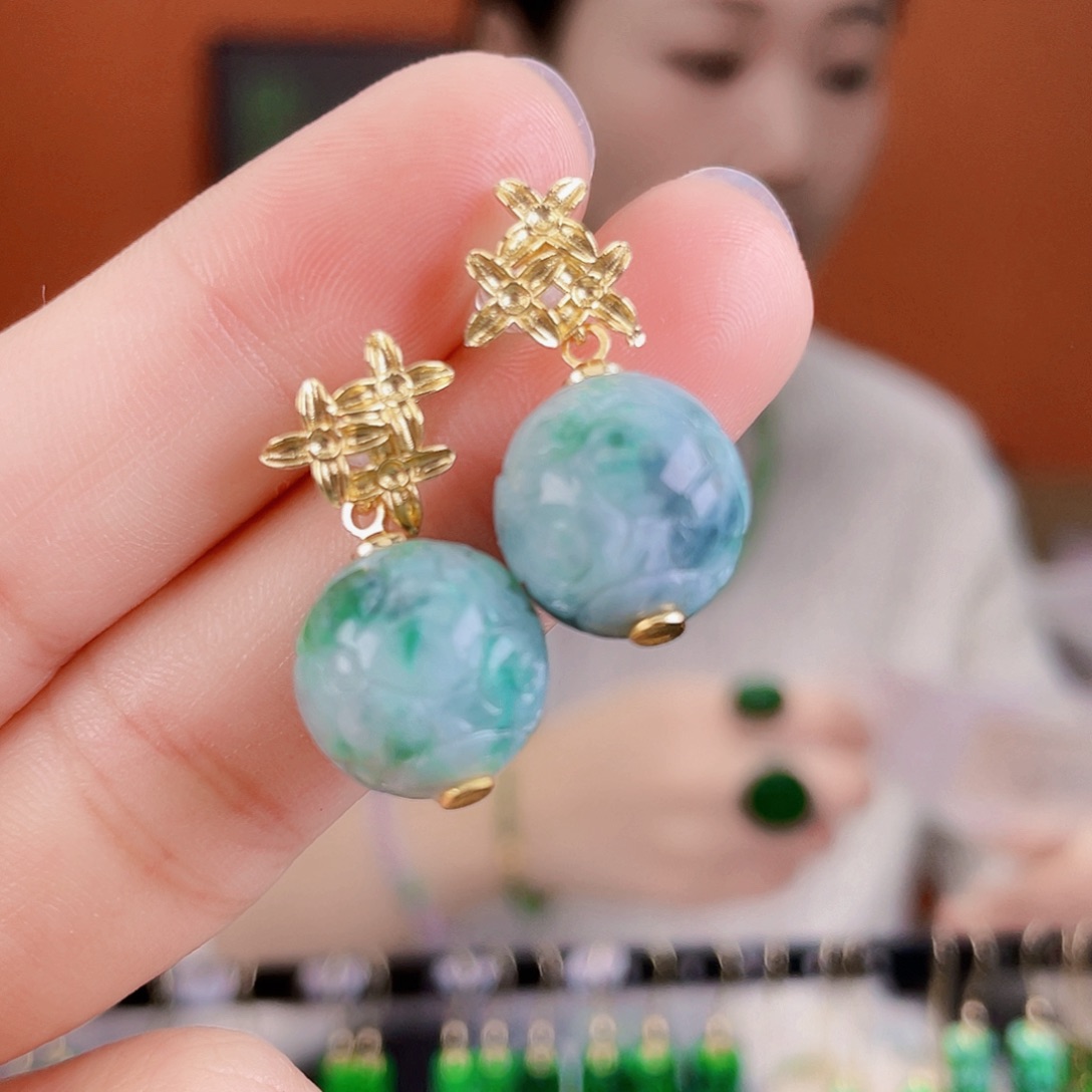 翡翠未镶嵌耳饰饰品