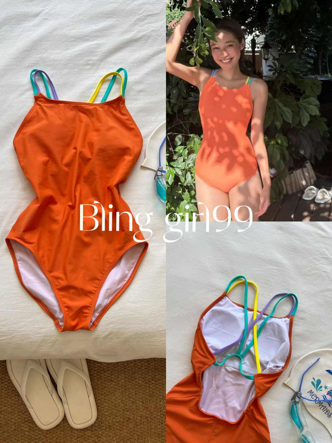【果汁橙】夏季显瘦连体泳衣女速干训练比赛竞速泳衣泳装