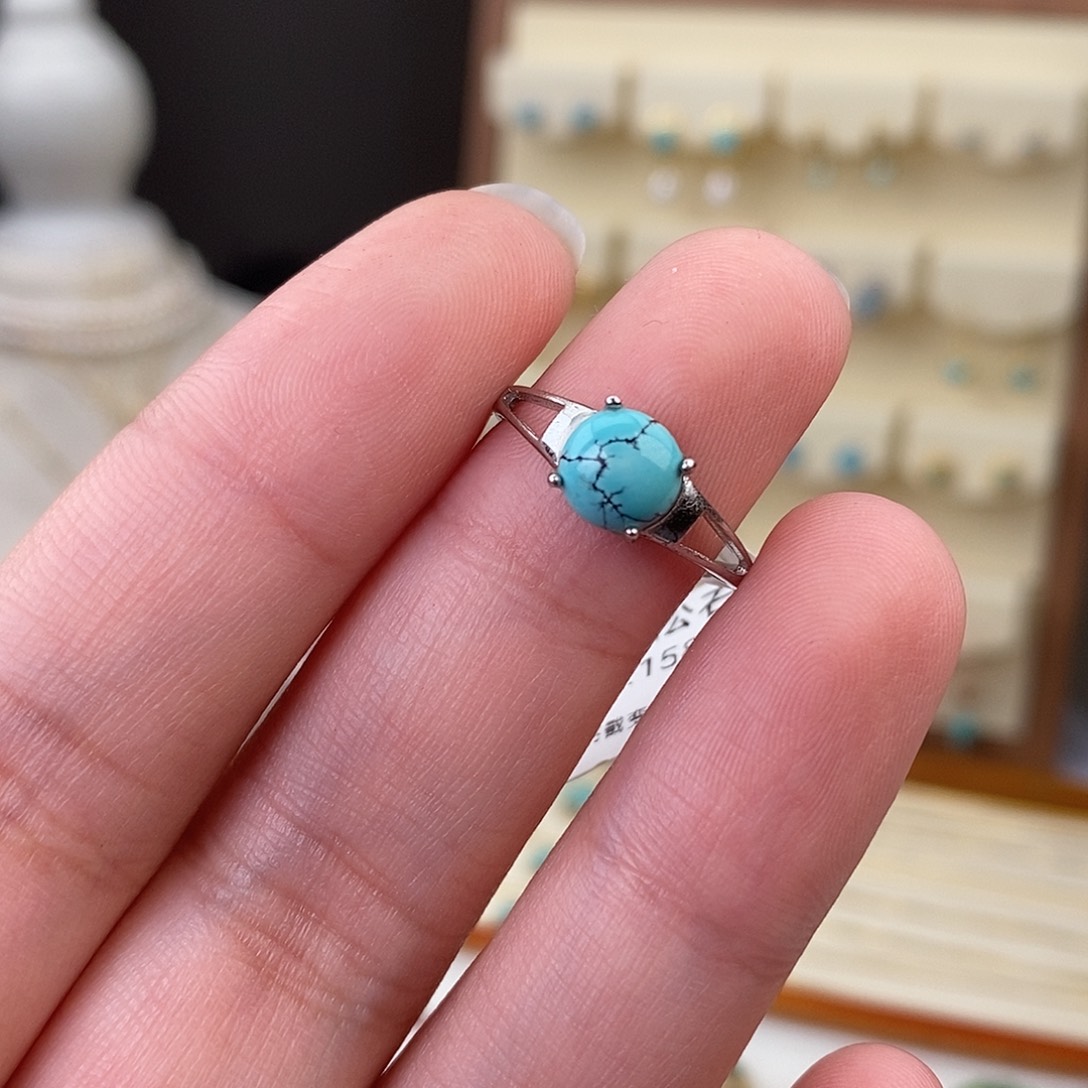 绿松石戒指银S925镶嵌