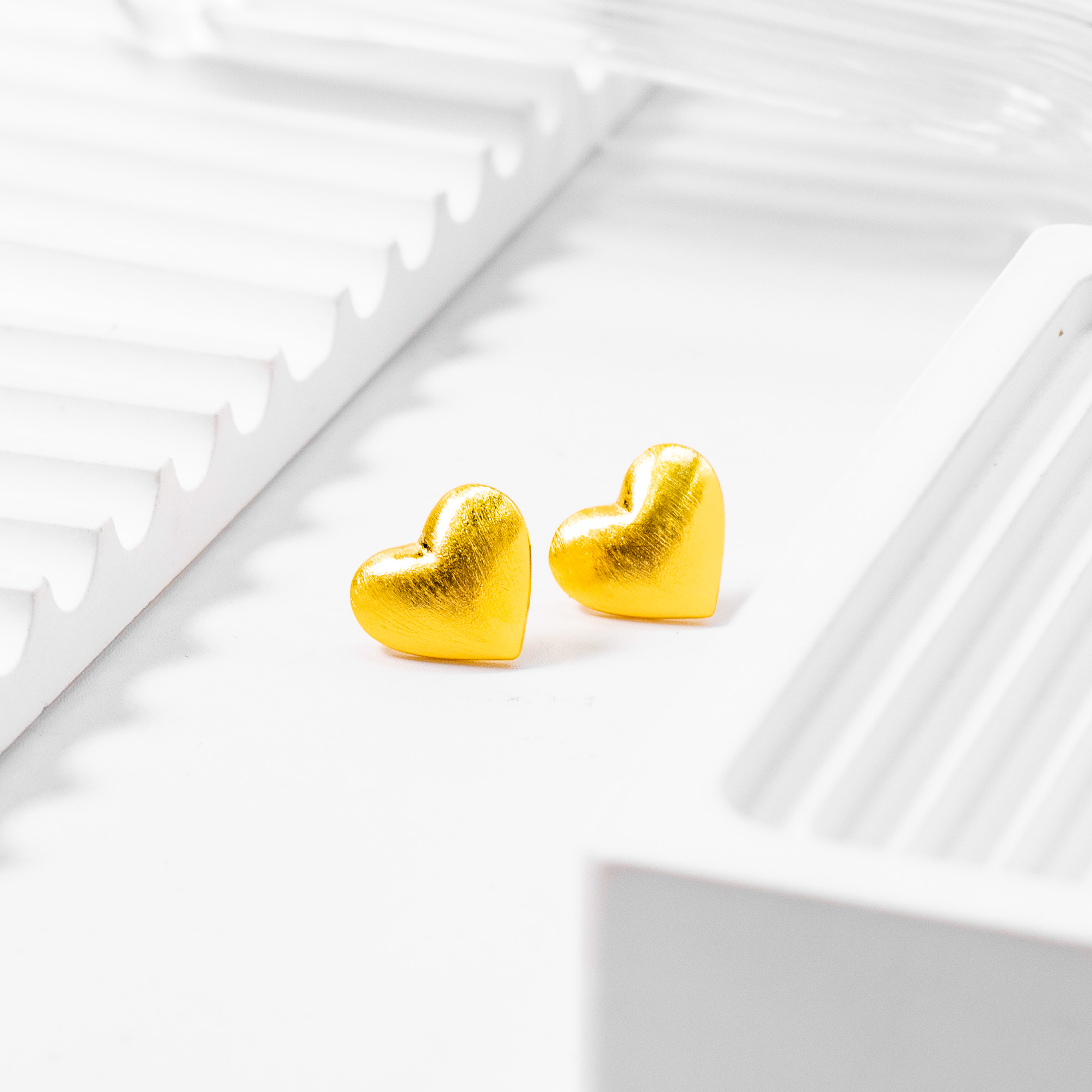 足银耳饰 心心相印耳钉