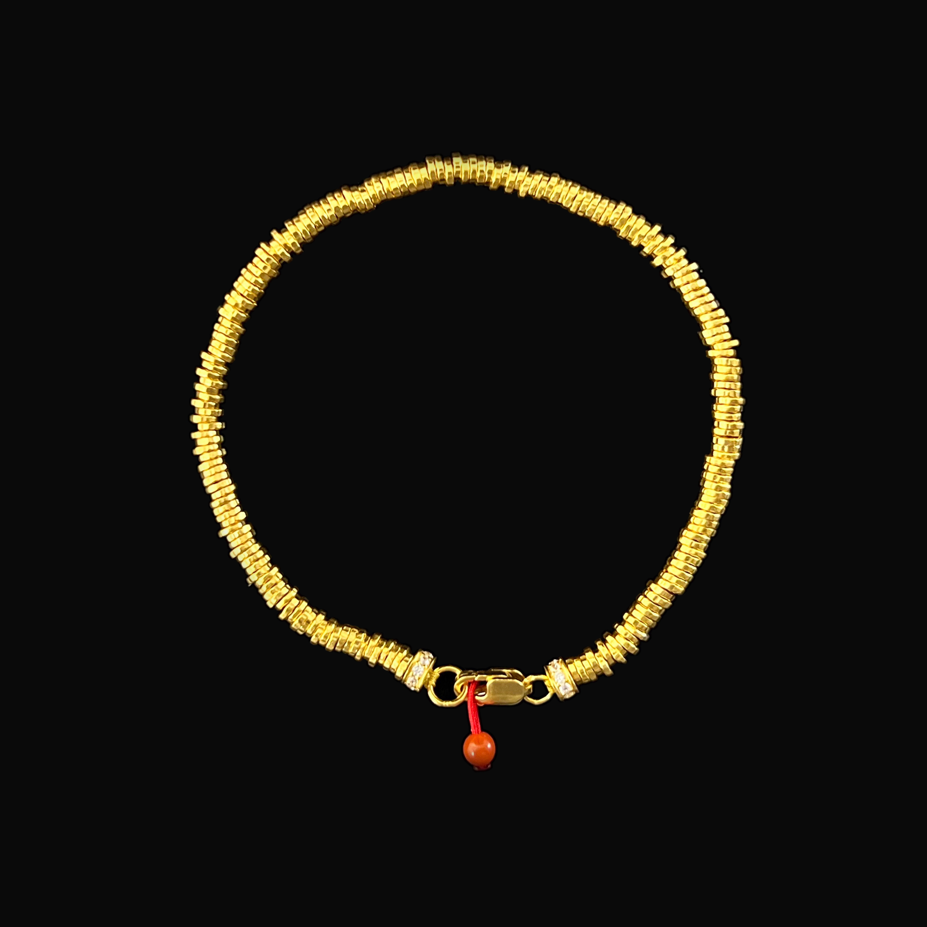 1#足金+南红 盘缠手链 珠径约3mm 链长16.5 金约13.1g