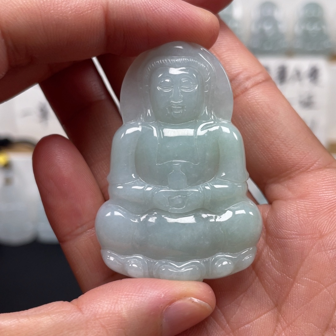 翡翠未镶嵌颈饰天然翡翠A货观音38号