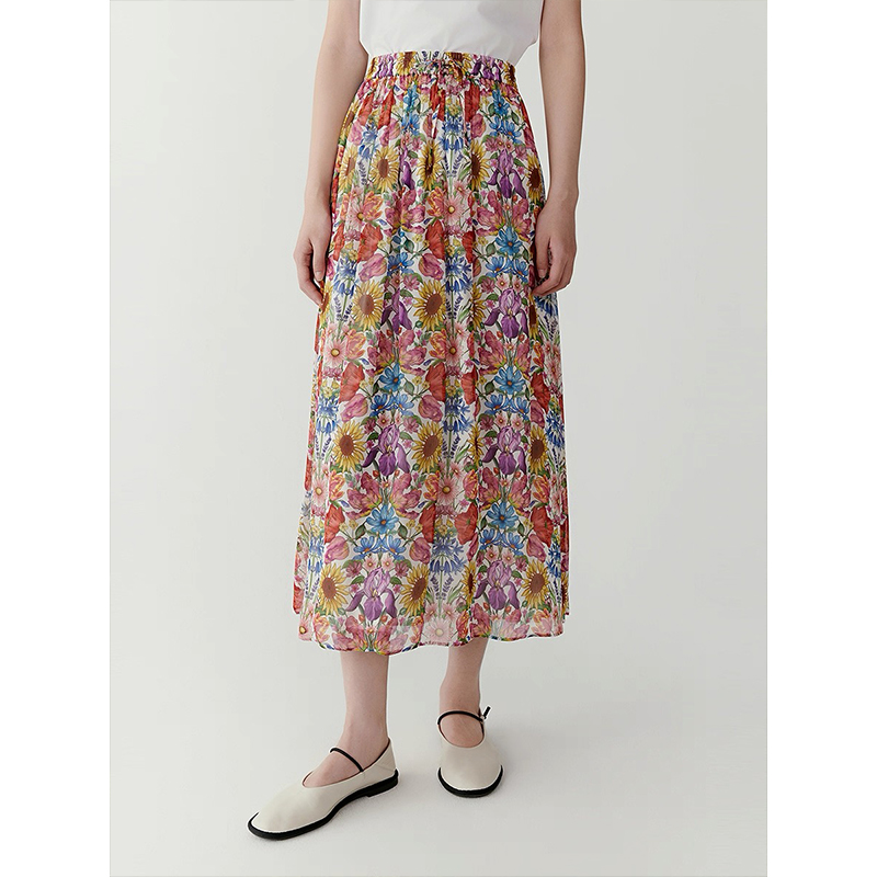 原单非市面货！“小禾”印花顺纡绉长款半身裙 C735