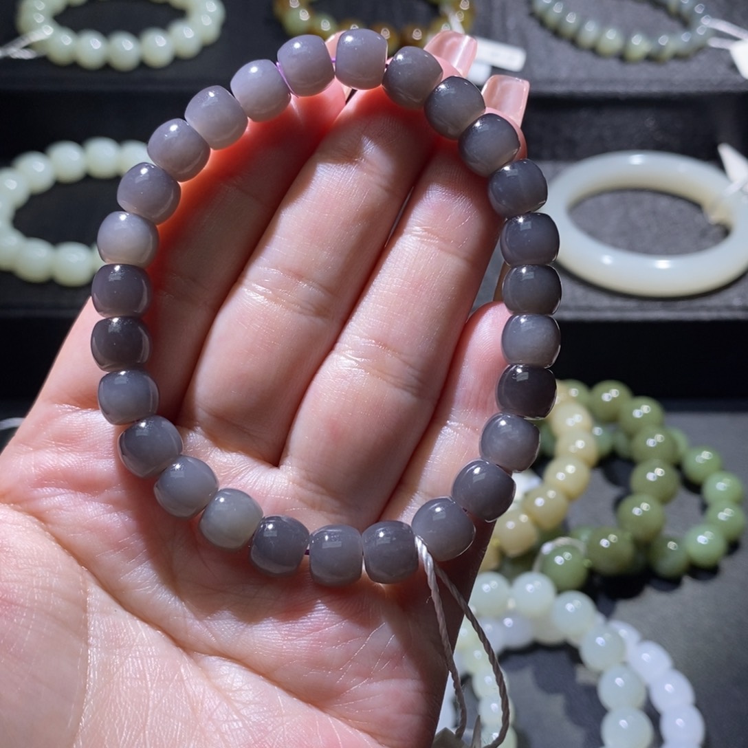 和田玉烟紫手串8mm