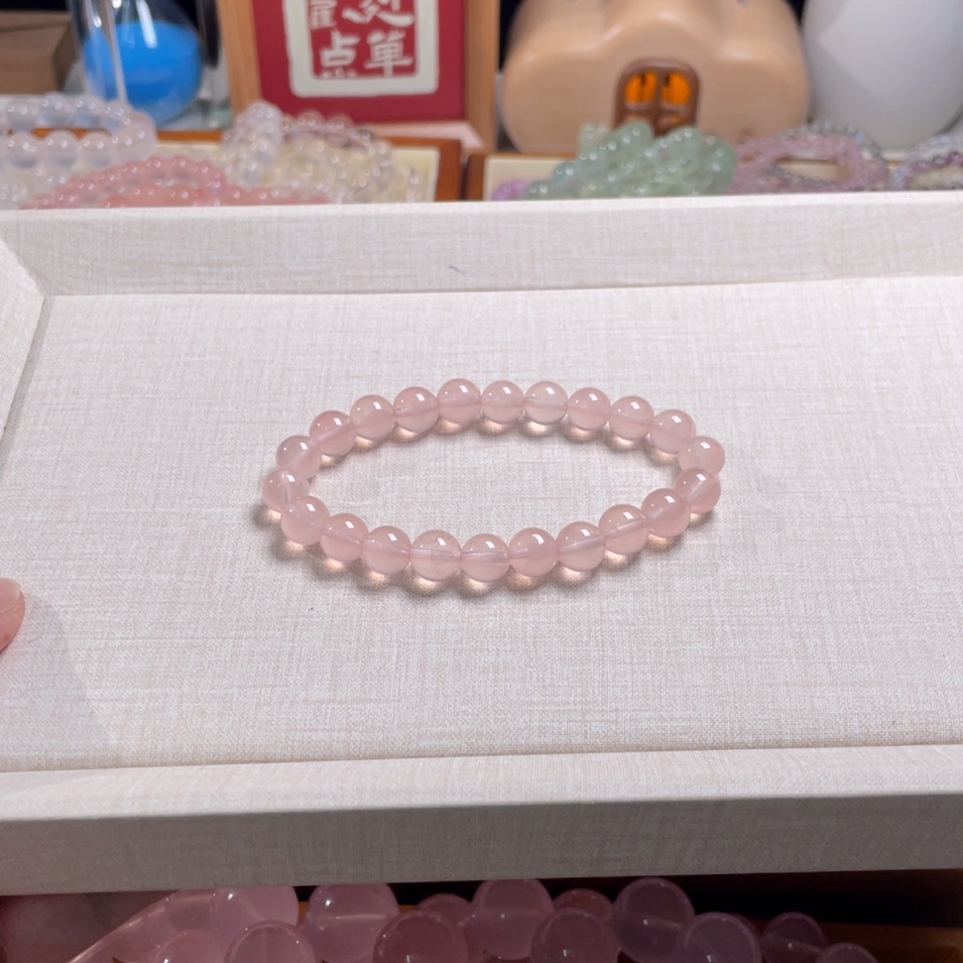 手链未镶嵌芙蓉石西柚粉卡8手串