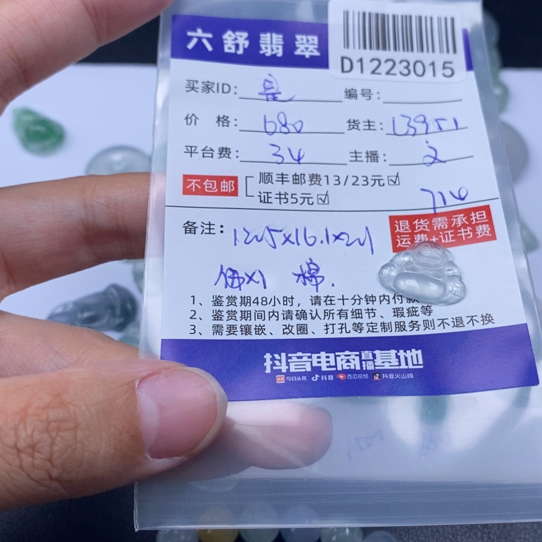 是***鱼翡翠未镶嵌吊坠(不含链)D1223015