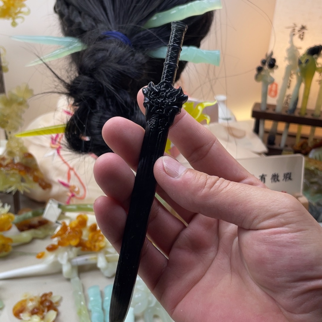 蛇纹石玉合金发饰发簪