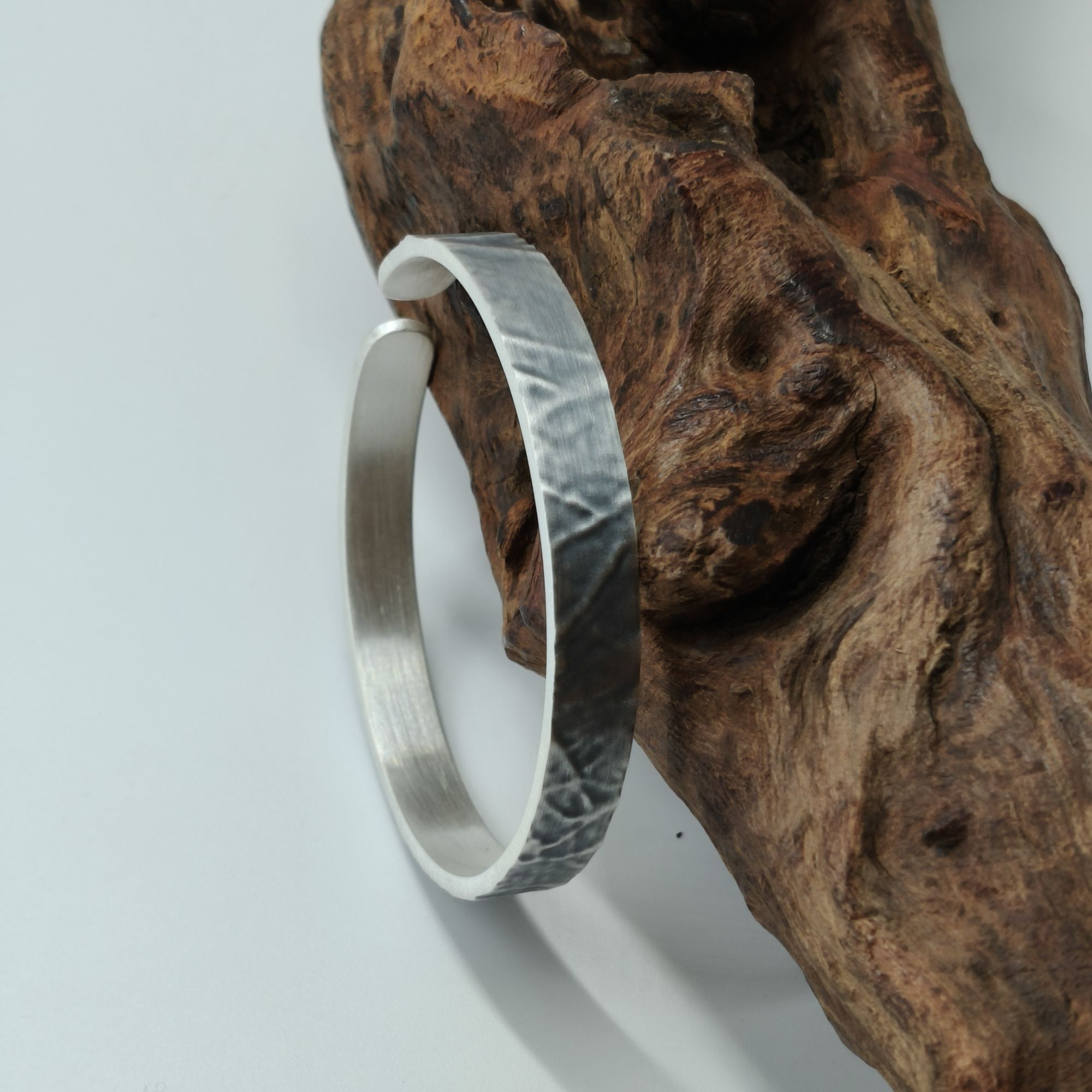 足银手镯   [半亩银田] 古法【做旧方形手镯】实心百搭个性大气