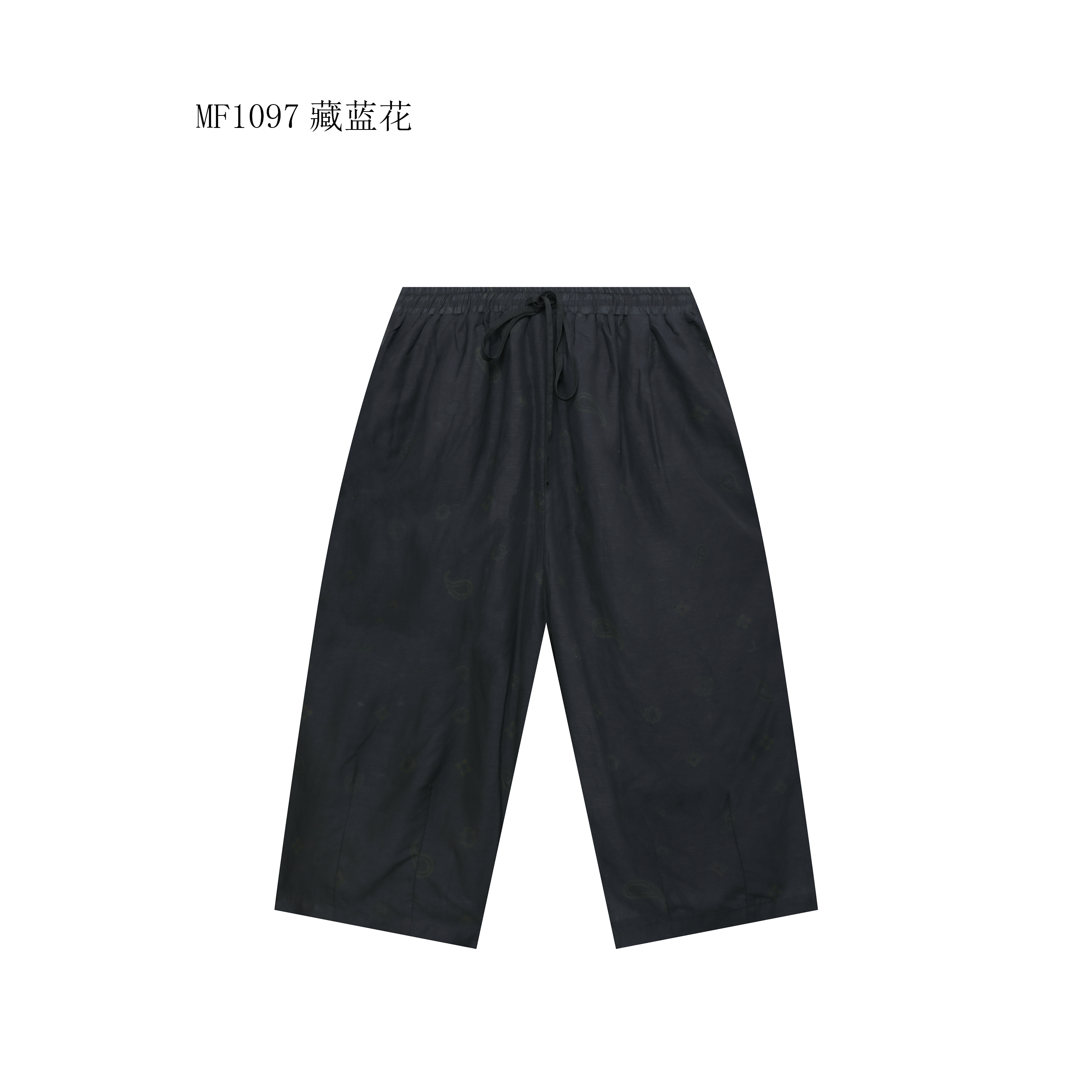 【麻訪家】MF1097藏蓝花复古文艺双层宽松舒适百搭休闲裤