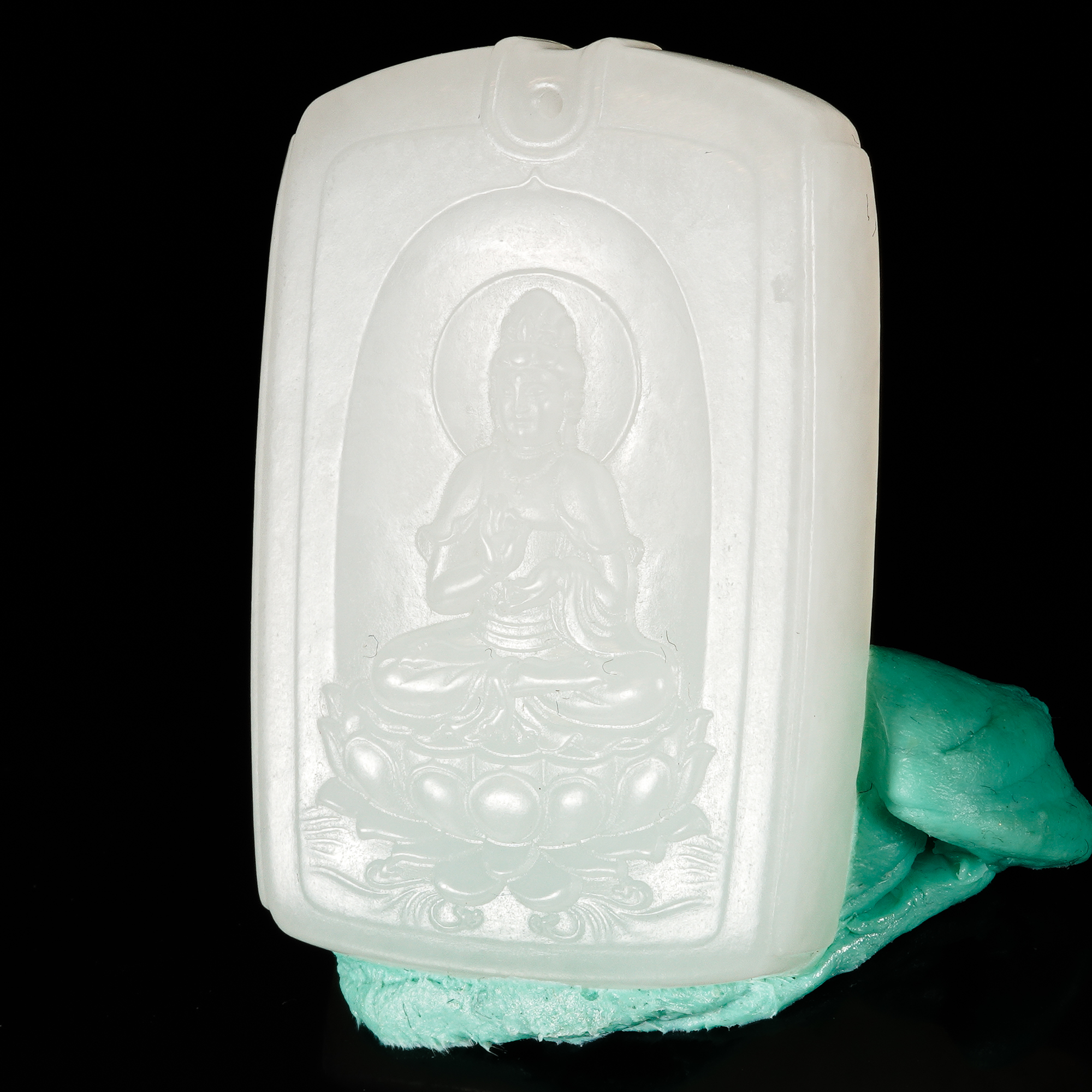 LOT.043和田羊脂白玉佛牌一对/X2215