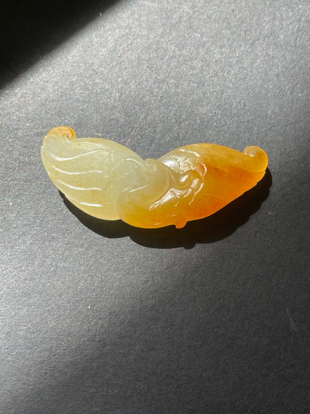 精品新疆和田玉黄油皮凤凰吊坠挂件手牌 玉质干净油润细腻5.5克