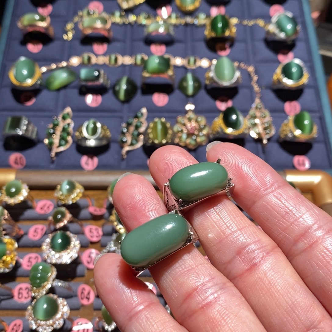 和田玉戒指银S925镶嵌时*