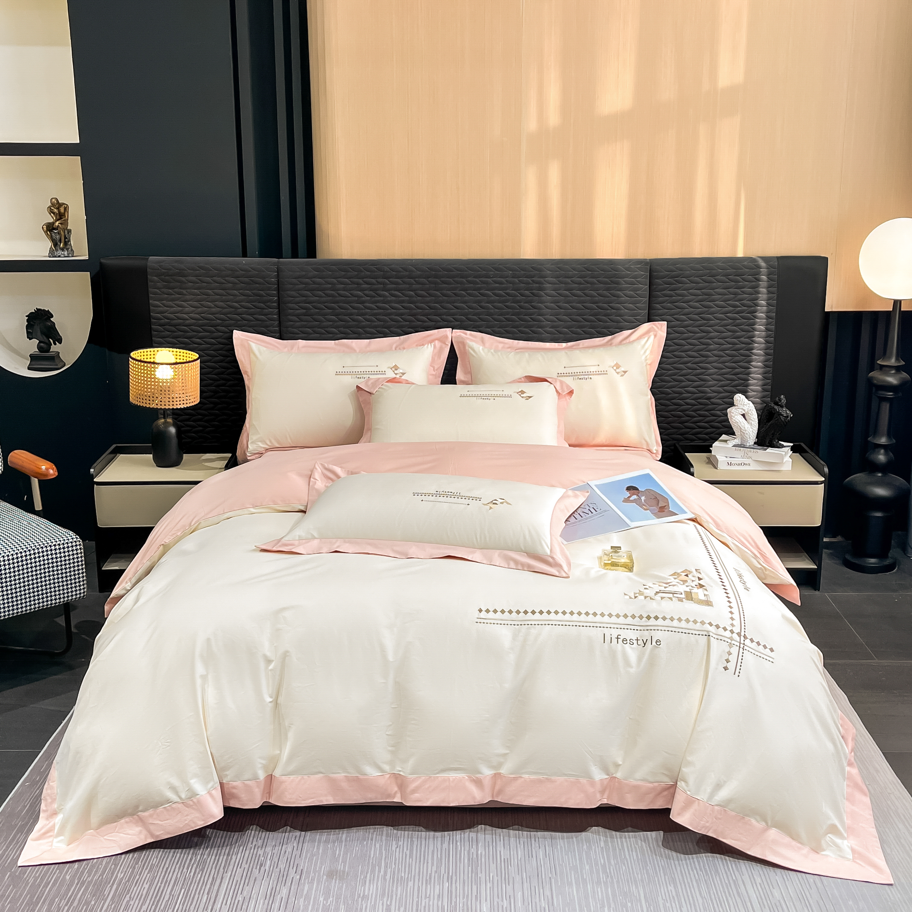 不老的爷爷TY轻奢纯棉高支高密大版刺绣绣花zb清雅加州